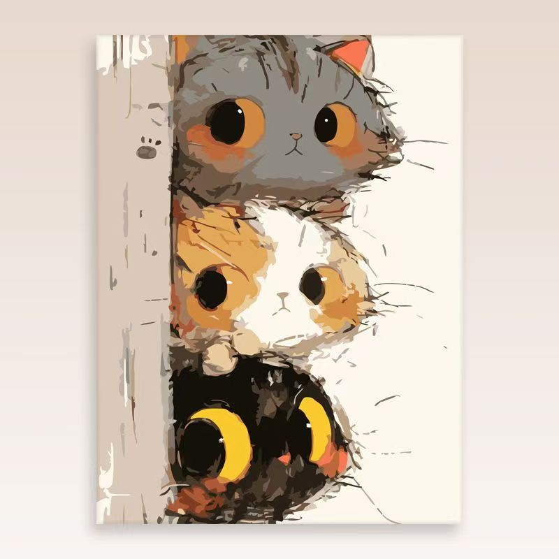 Verspielt Katzenporträt Wandkunst Brehn