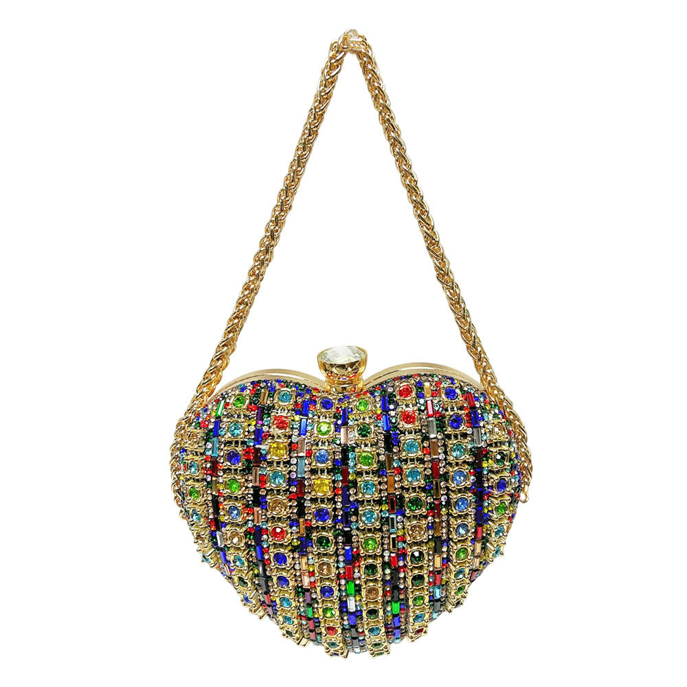 Rhinestone-besetzte Herz-Clutch