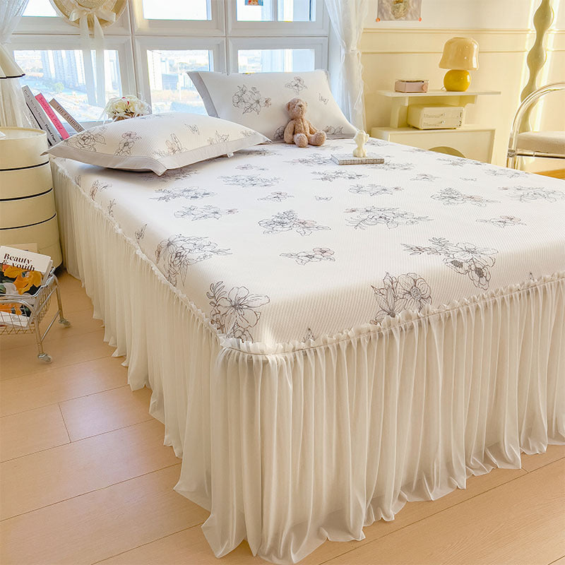 Damen Elegantes und dekoratives Bettüberwurf-Set mit fröhlichem Blumenmuster Brehn