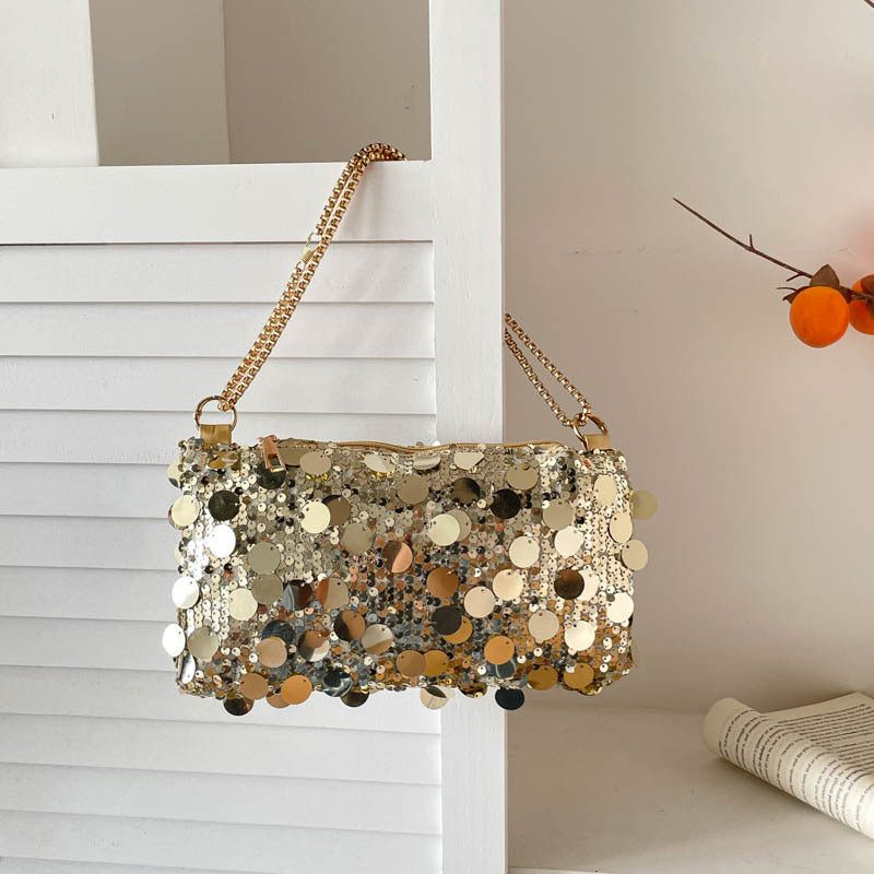 WoGlamorous Abend Pailletten Clutch Brehn