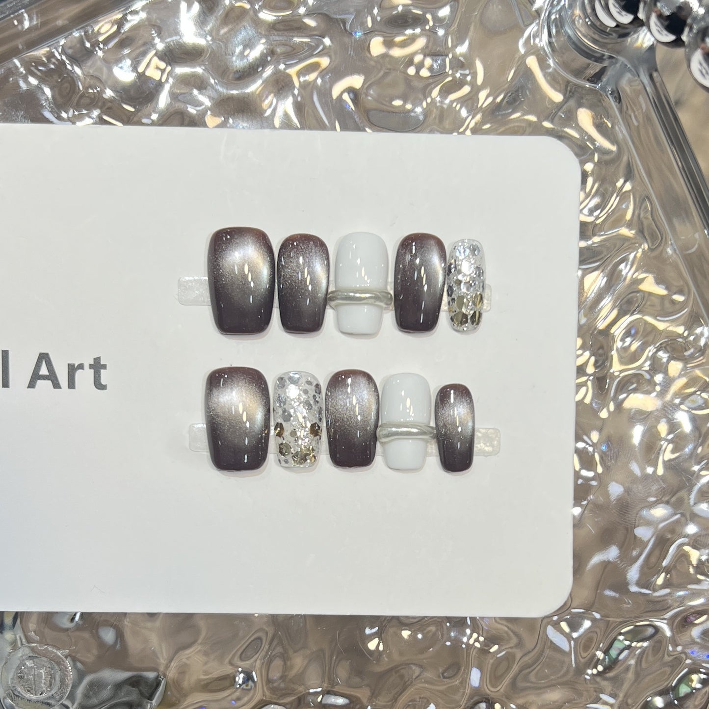 Press-On Nail Art Set mit Ombre- und Glitzerakzenten Brehn