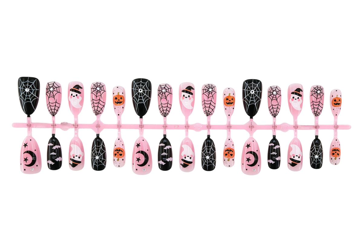 Halloween Kunstnagelset mit kreativen Geister- und Spinnenmotiven Brehn