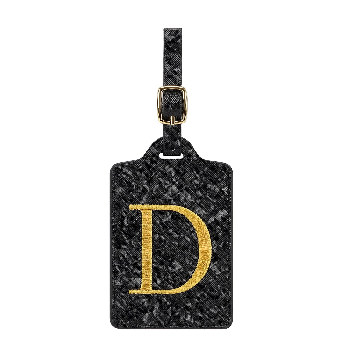 gesticktes Initialen-Monogramm-Leder-Gepäckanhänger mit verstellbarem Schnallenriemen Brehn