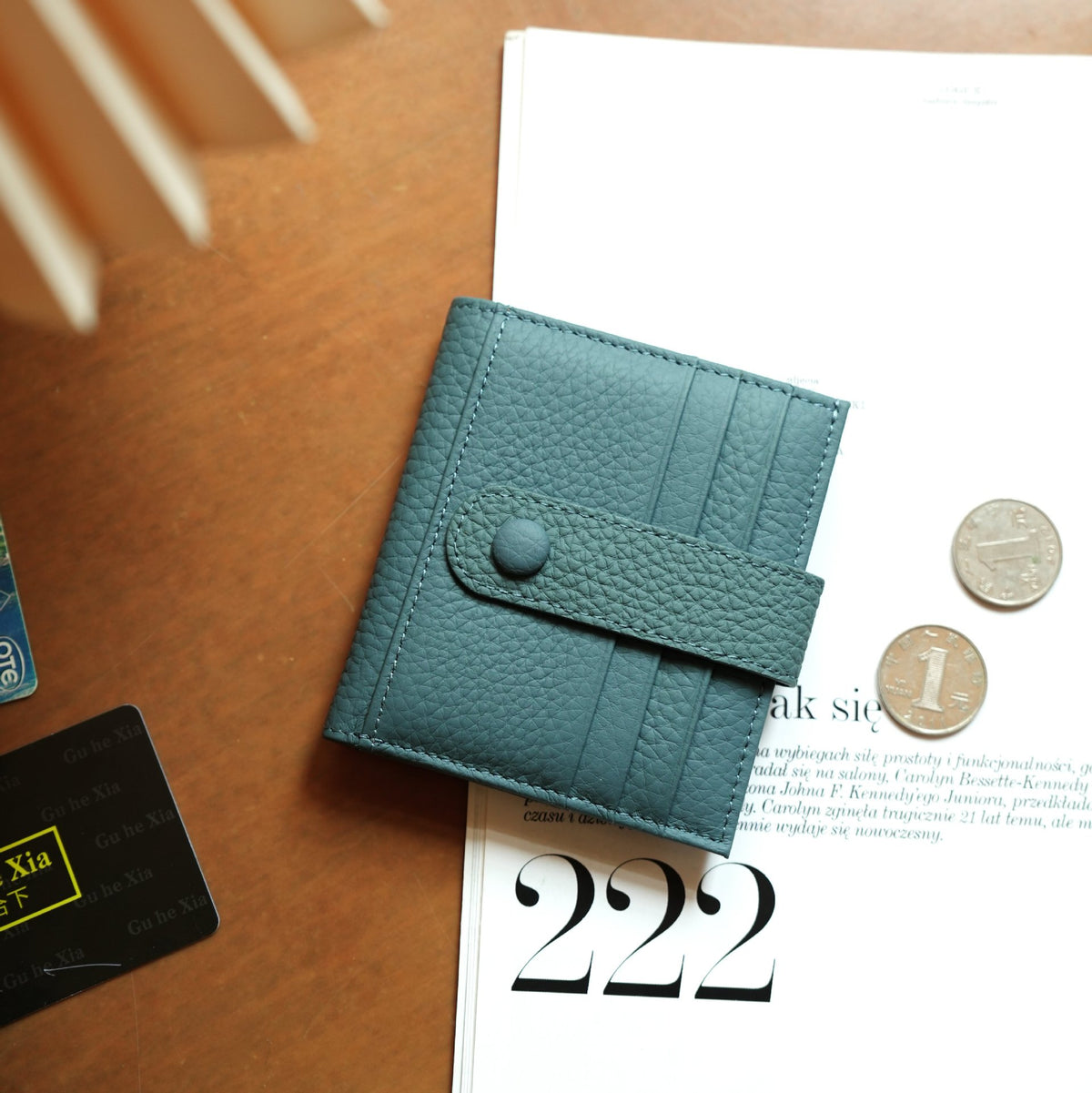RFID-blockierende kompakte Lederbörse