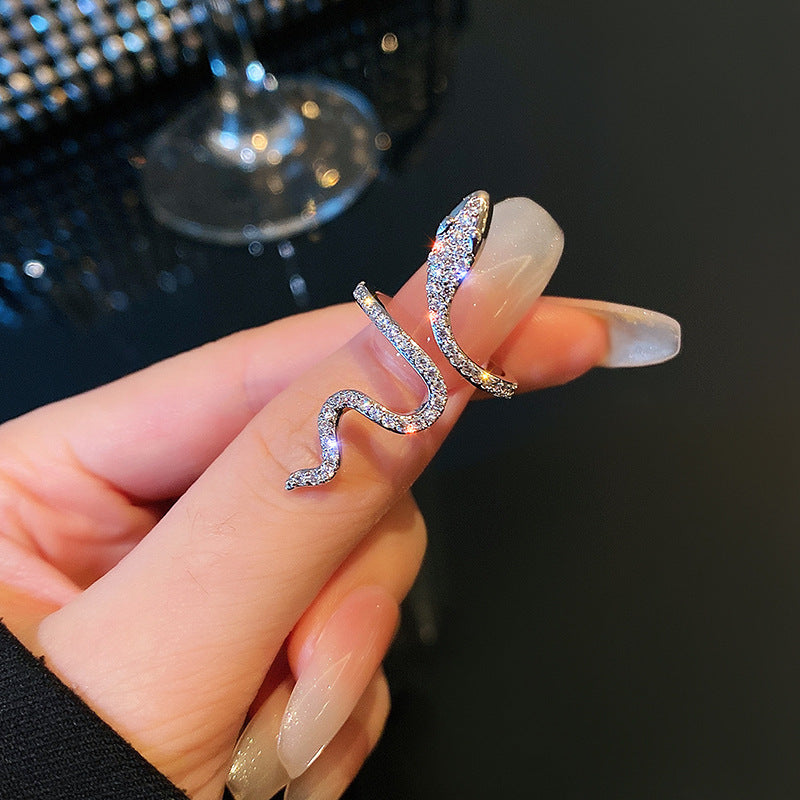 Eleganter Schlangenring mit Funkelnden Zirkonia Steinen Brehn