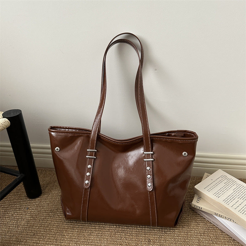 Klassische Strukturierte Leder Tote Bag