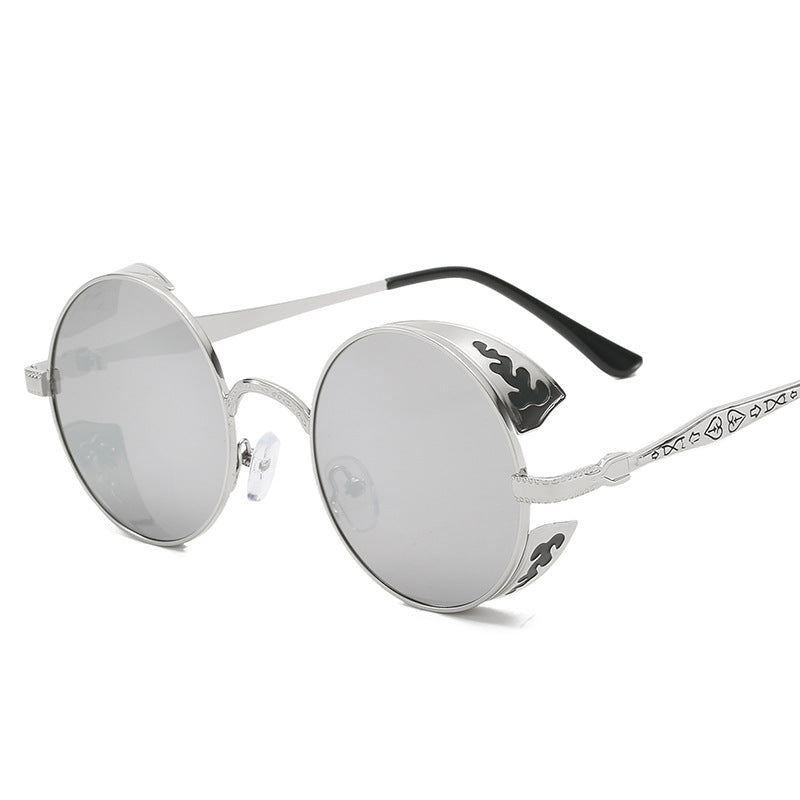 Damen runde Sonnenbrille mit luxuriösem Goldrahmen und dekorativen Elementen Brehn