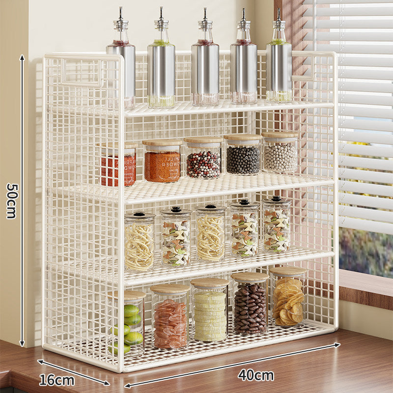 Kompakter zweistufiger Metallgitter-Theken-Gewürz- und Vorratsglas-Organizer
