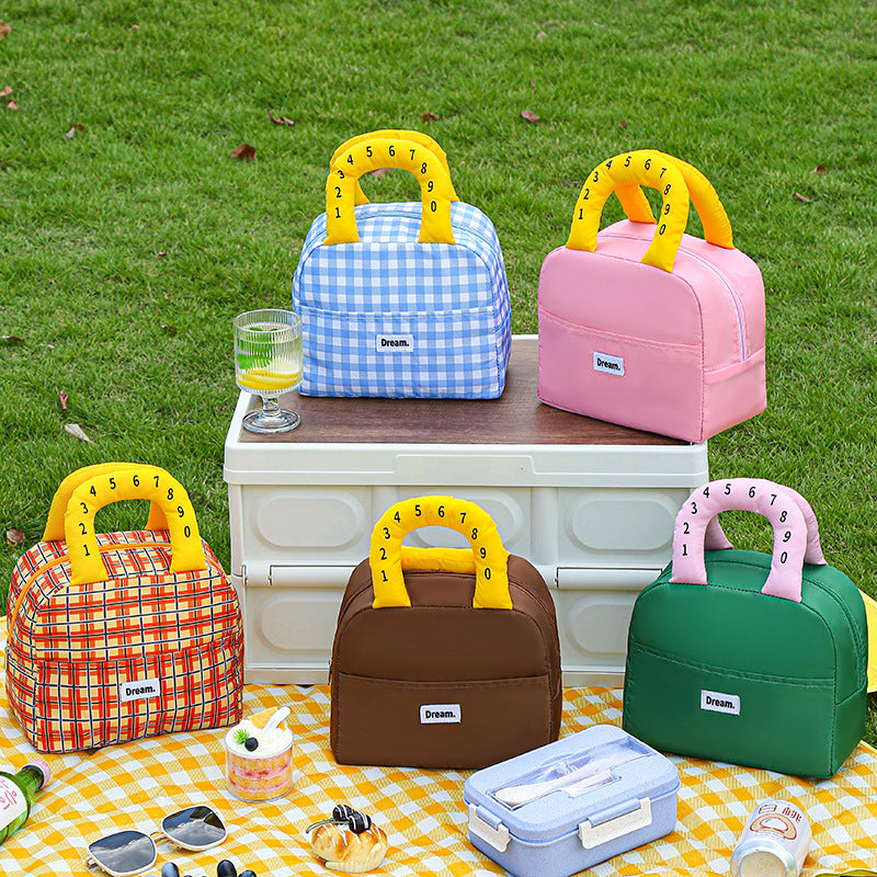 Isolierte Lunch-Tasche Mit Bunten Griffen Brehn