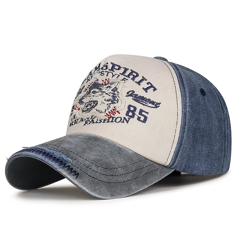 Herren Vintage-inspirierte gestickte Wolf-Kappe Brehn