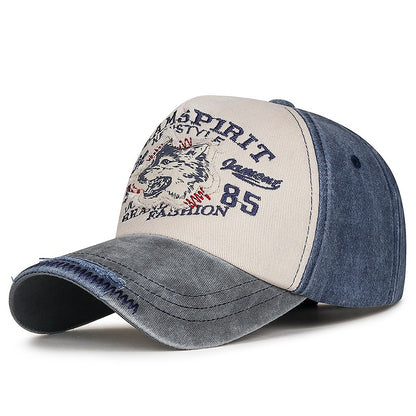 Herren Vintage-inspirierte gestickte Wolf-Kappe Brehn