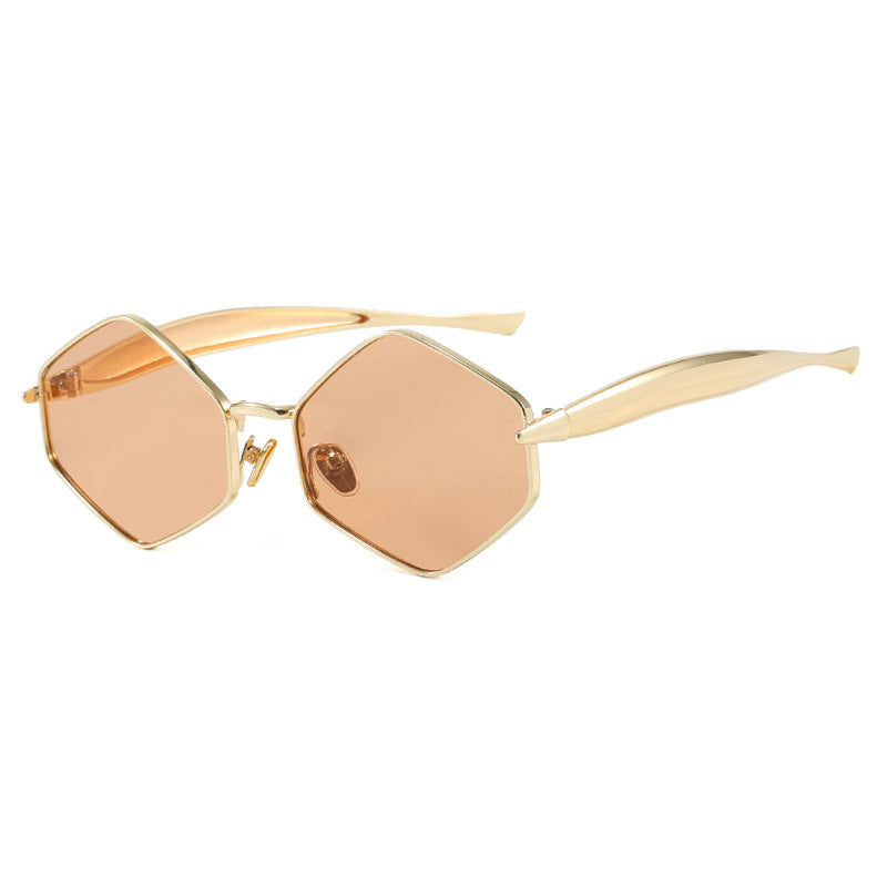 Damen hexagonale Sonnenbrille mit elegantem Metallrahmen und UV-Schutz Brehn