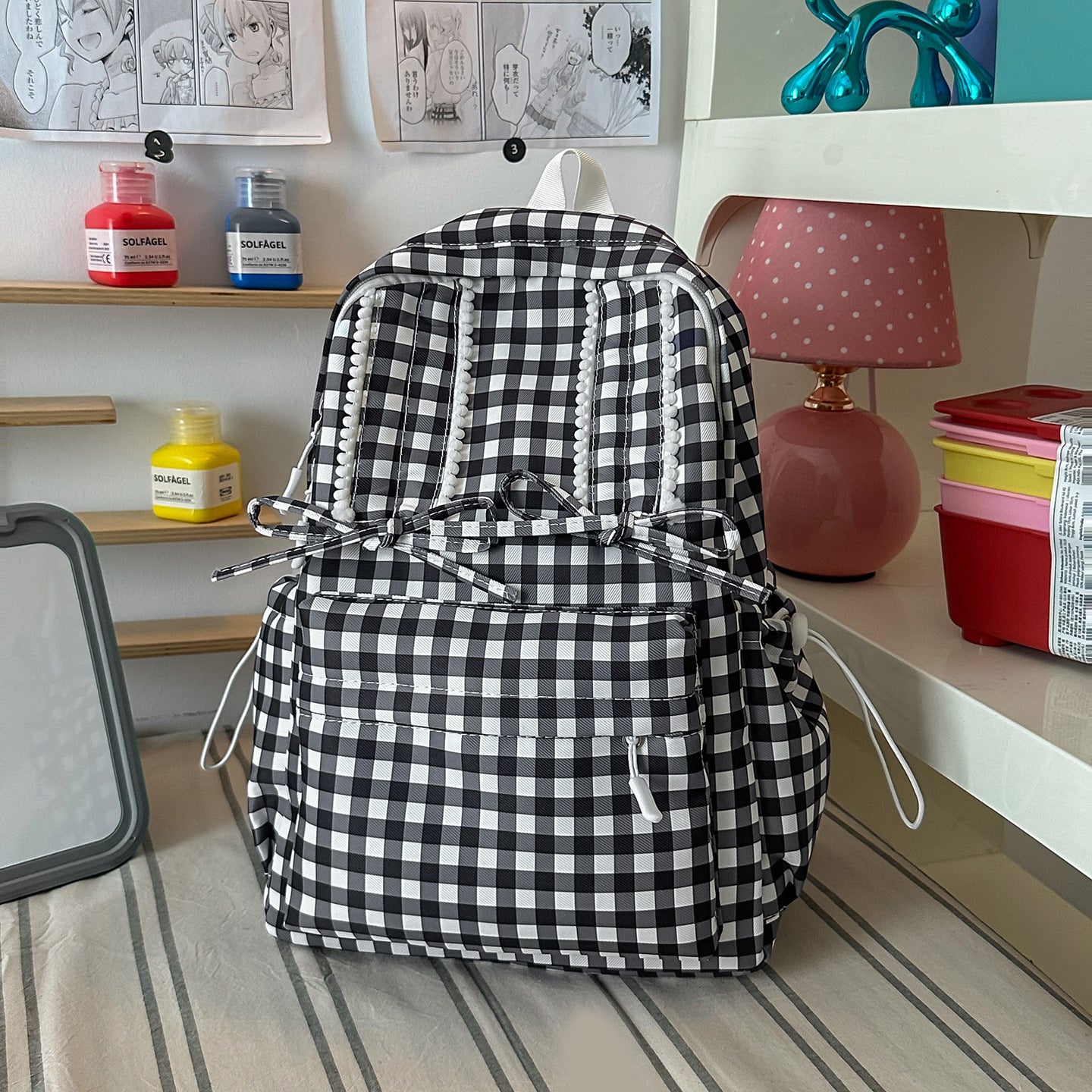 Lässiger karierten Schulrucksack