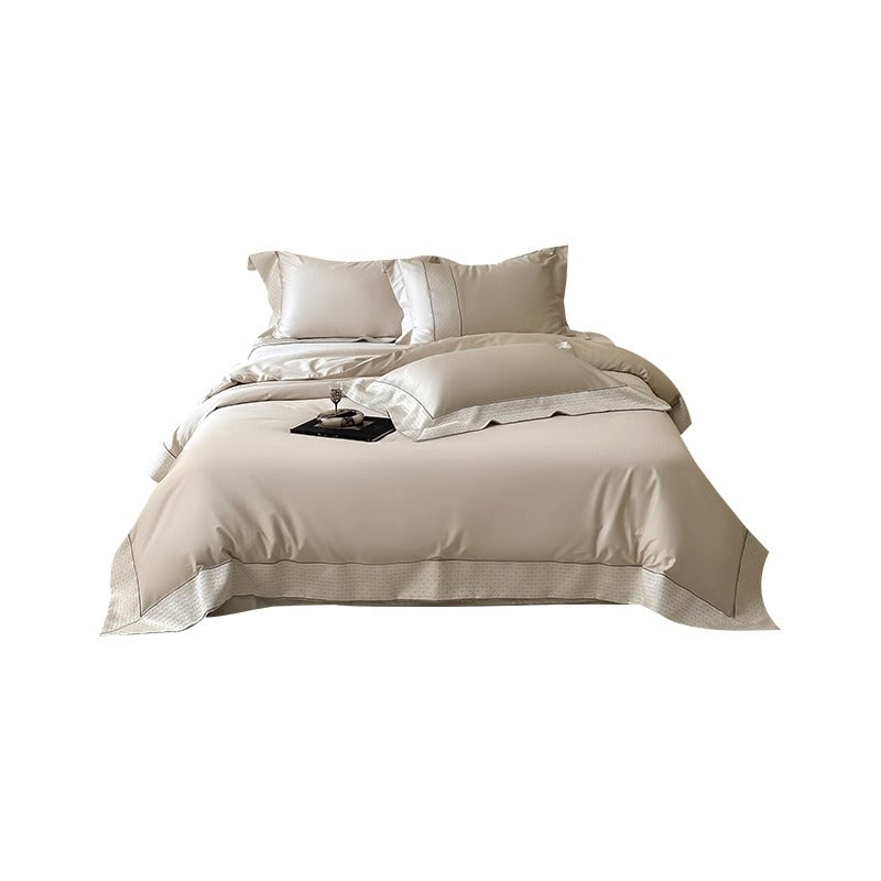 Luxus Jacquard-Besatz Baumwollsatin Bettbezug Set