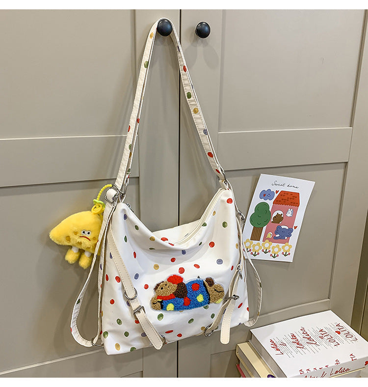 Verspielt gepunktete Plüsch Crossbody-Tasche Brehn