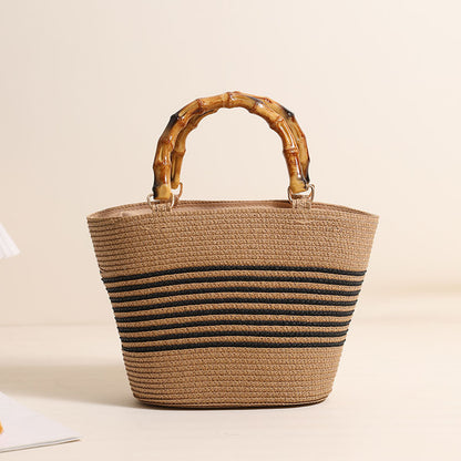 Elegante Basttasche mit Bambusgriffen Brehn
