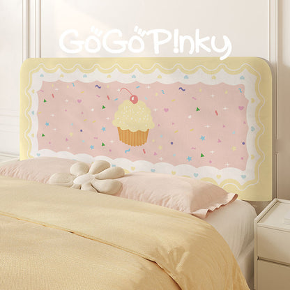 Padded Decorative Cupcake Headboard Cover with Scalloped Frame and Soft Upholstery
