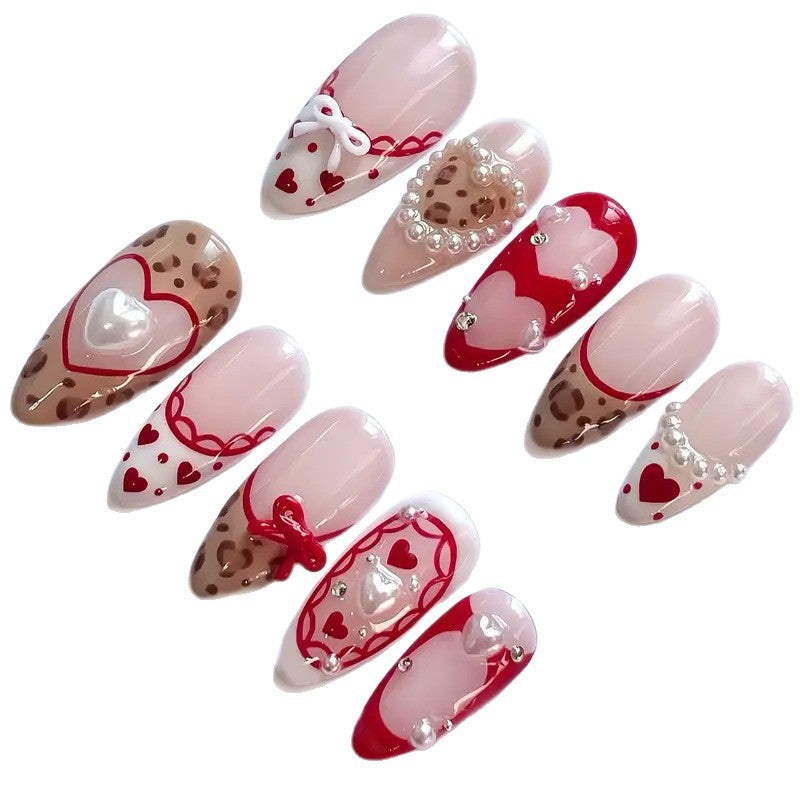 Romantische Herz-Themen Press-On Nagelkunst Brehn