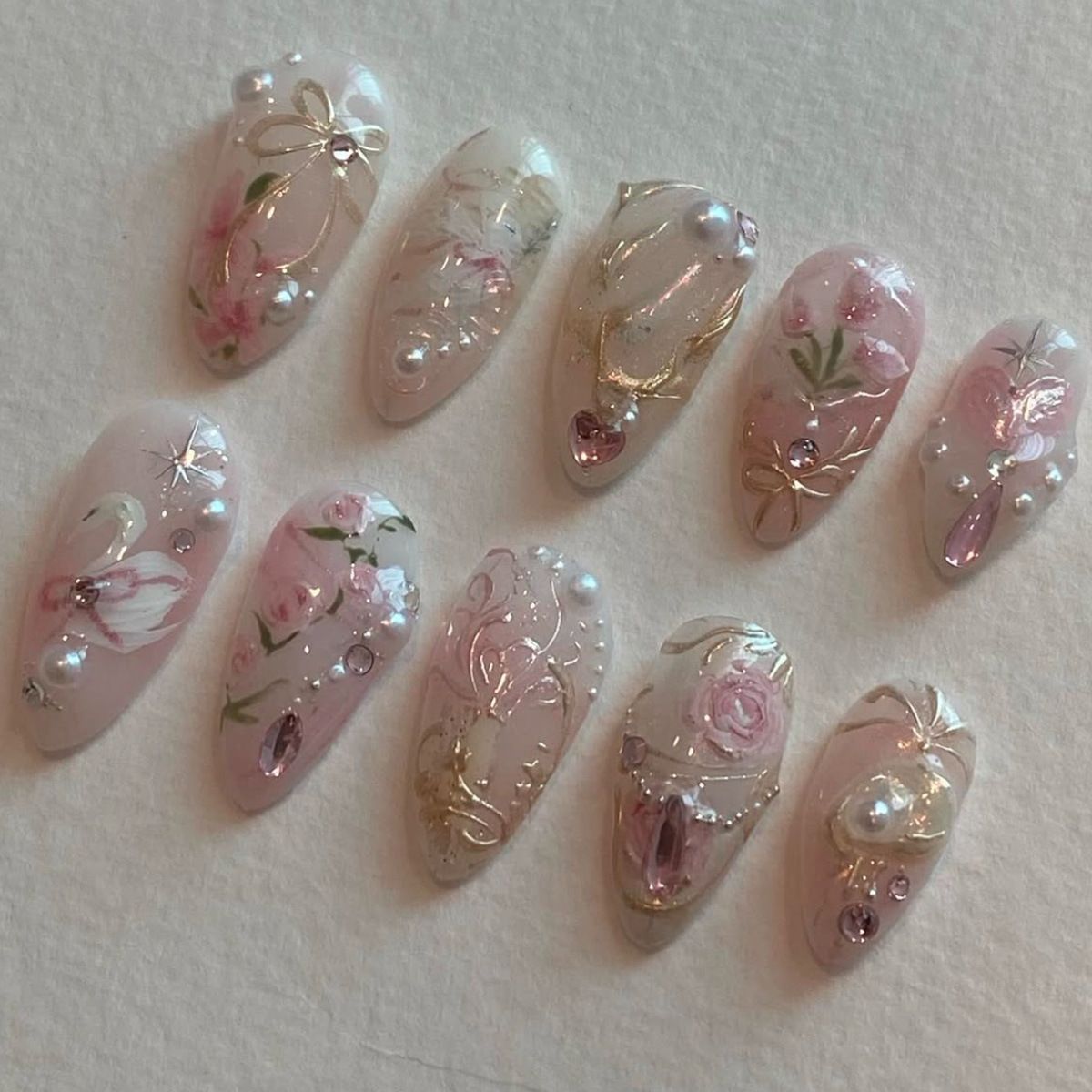 Floral Art Press-On Nail Set Brehn