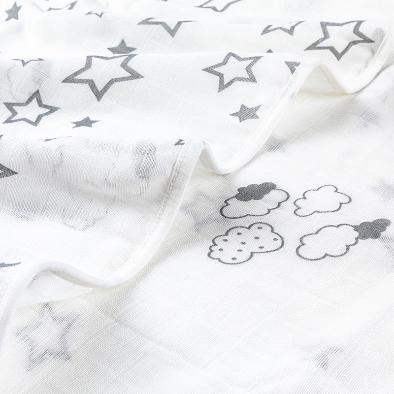 Weiches Musselin Babydecke mit Sterne und Wolken Druck Brehn