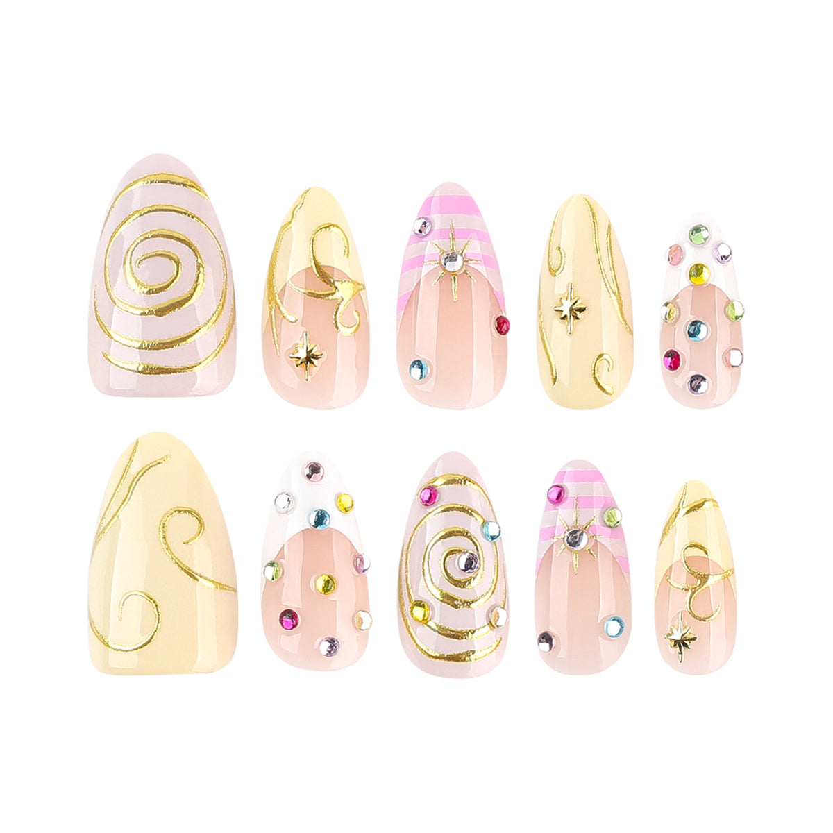 Kunstvolle Nagelkunst mit Glitzer- und Spiral-Design Brehn