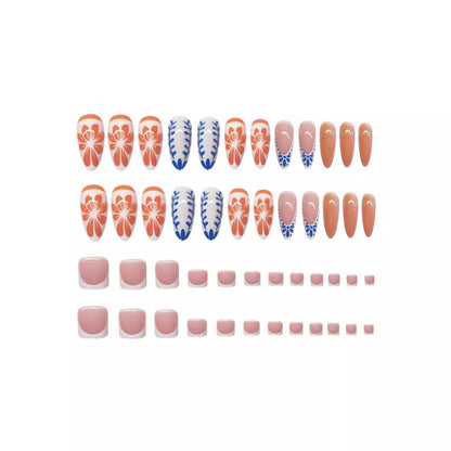 Künstlerisches Floral Press-On Nageldesign Brehn
