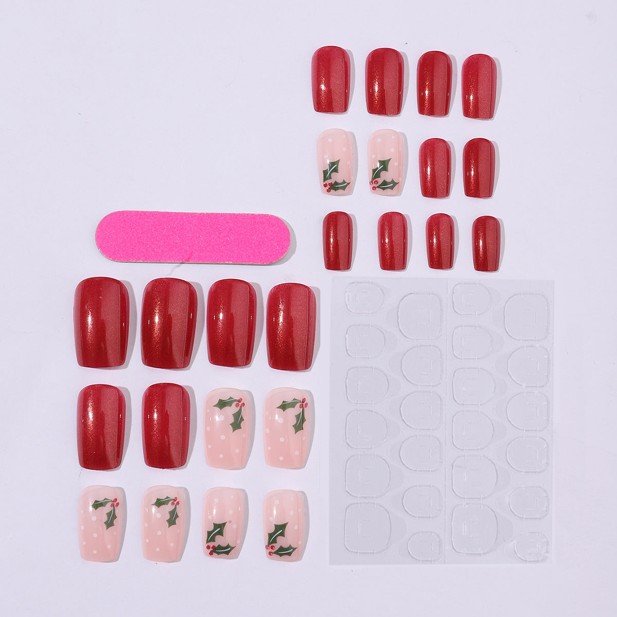 Kunstnagelset mit festlichem Weihnachtsdesign und verspielt festlicher Dekoration Brehn