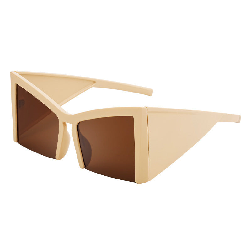 Damen futuristische Sonnenbrille mit markantem Winkelrahmen Brehn