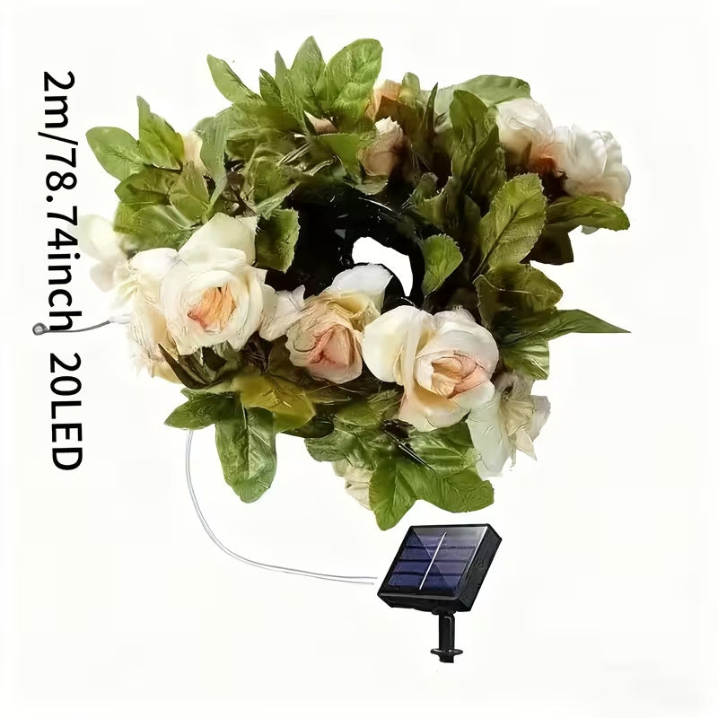 Romantische Rosenranken-LED-Girlande mit Mikrolichtern und wetterfestem flexiblen Stamm Brehn