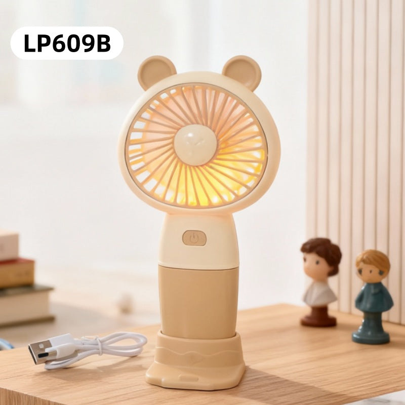 Damen Tragbarer Handventilator mit Niedlichkeitselementen und LED-Licht Brehn