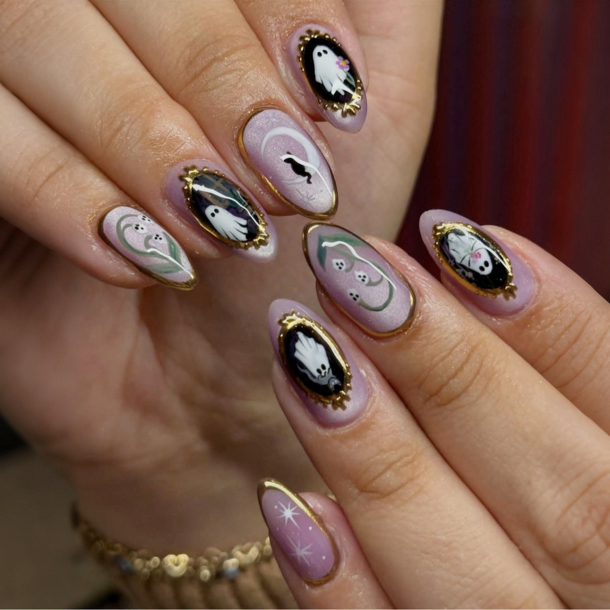 Künstlerische Halloween-Themen Press-On Nagelkunst Brehn