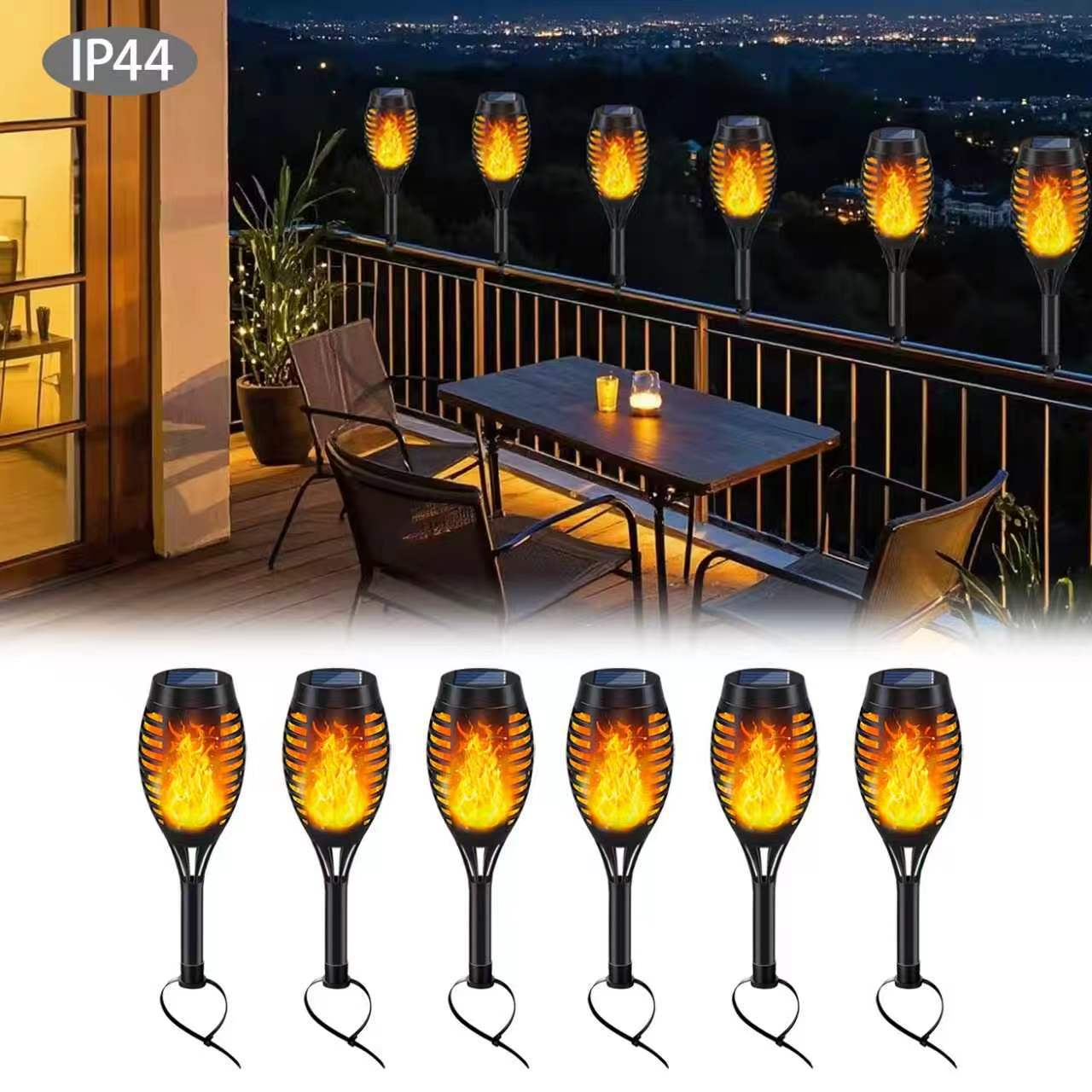 Realistische Animierte Flamme Solar Garten Fackel Stake Und Geländer Clip Lichter Brehn