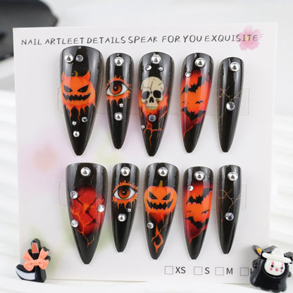 Halloween Kunstnagelset mit kreativen Geister- und Kürbisdesigns Brehn