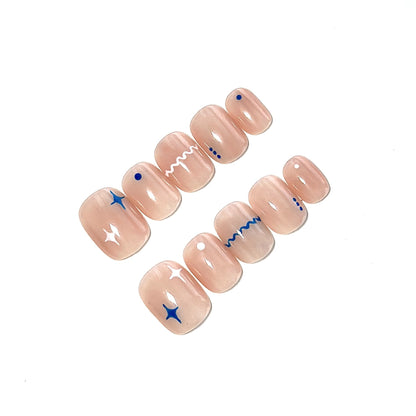 Künstlerisches Press-On Nagelset mit geometrischen Designs