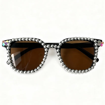 Luxuriöse mit Perlen verzierte Katzenaugen-Sonnenbrille Brehn