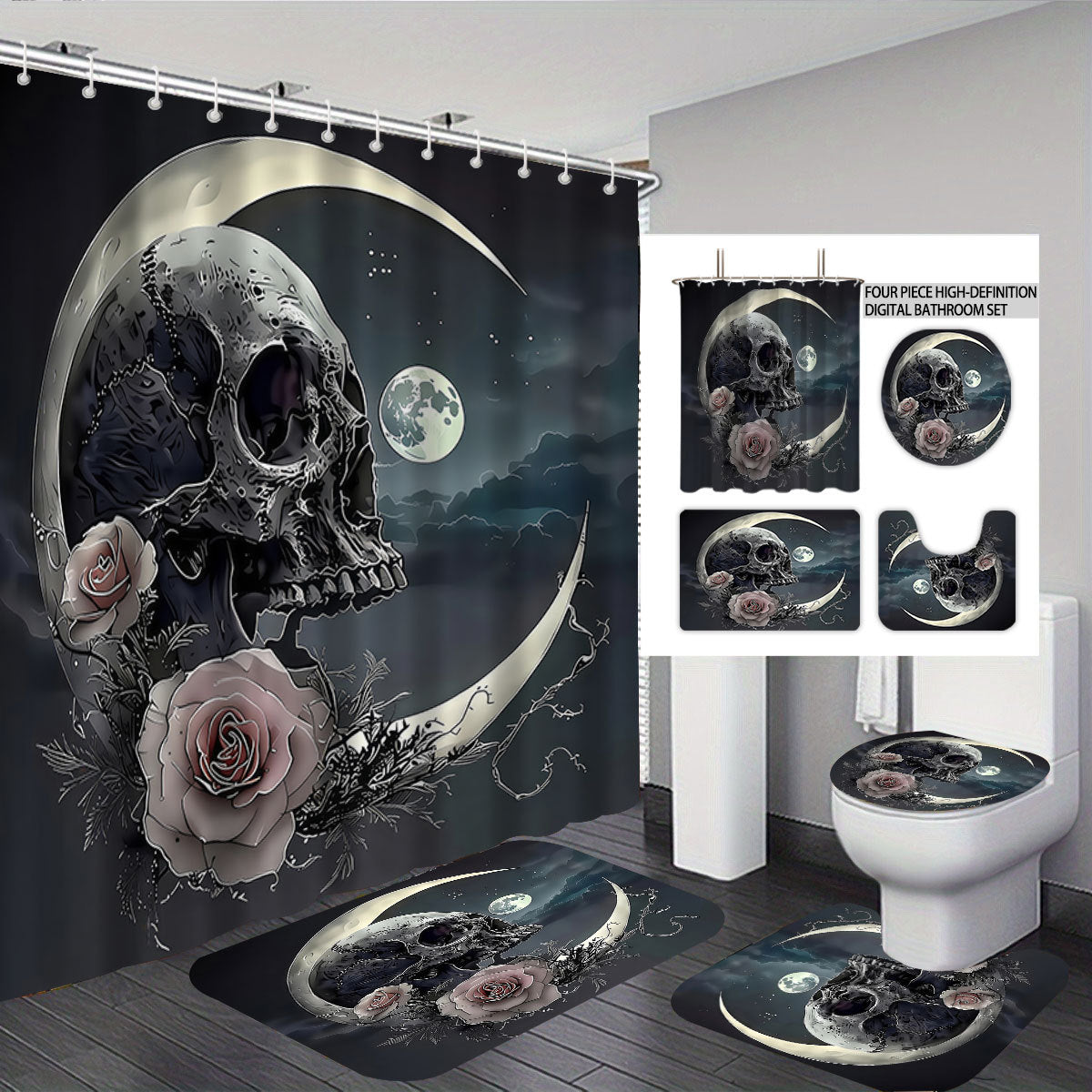 Künstlerisches Skull-Themen Badezimmer Set Brehn