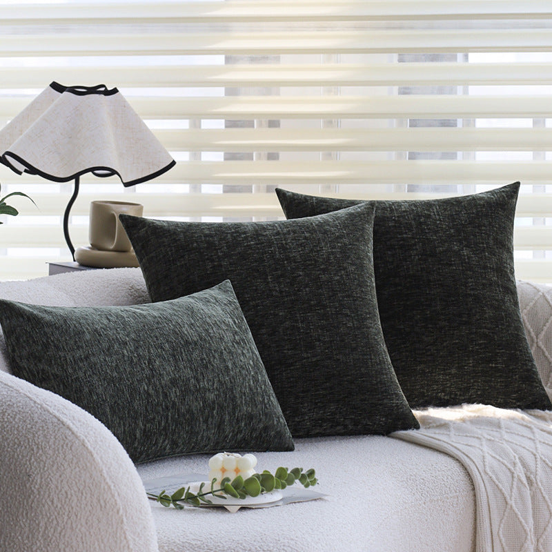 Quadratischer Kissenbezug aus soften Chenille-Samt mit melierter Struktur Brehn
