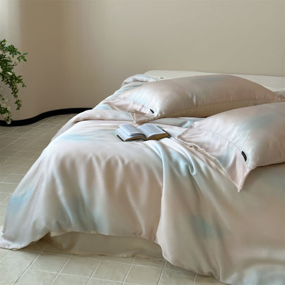 Wendbare Satin-Feeling Blumen Bettbezug Set mit verstecktem Reißverschluss
