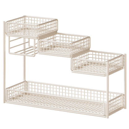 Mehrstufiger Mesh-Theken-Make-up- und Hautpflege-Organizer mit Taschenschlitz