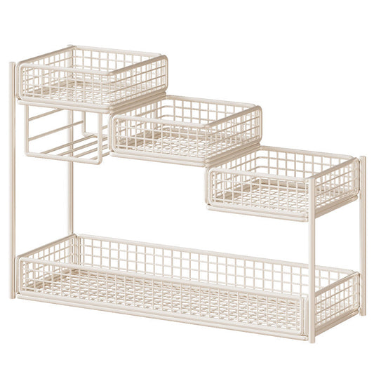 Mehrstufiger Mesh-Theken-Make-up- und Hautpflege-Organizer mit Taschenschlitz
