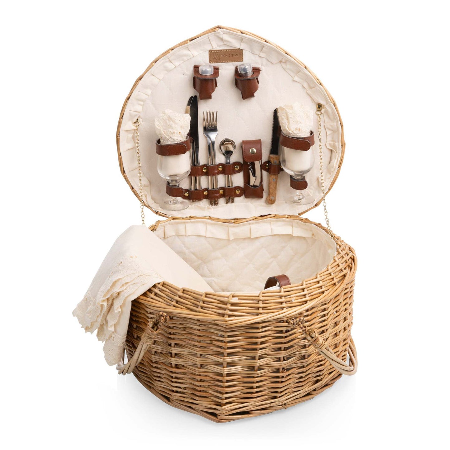 Damen Picknickkorb mit integriertem Geschirrset und elegantem Innenfutter Brehn