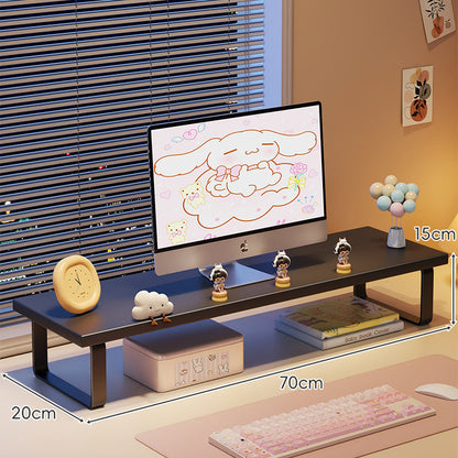 Erhöhter Monitorständer mit Holz-Optik-Oberfläche, Metallrahmen und Unterregal-Stauraum