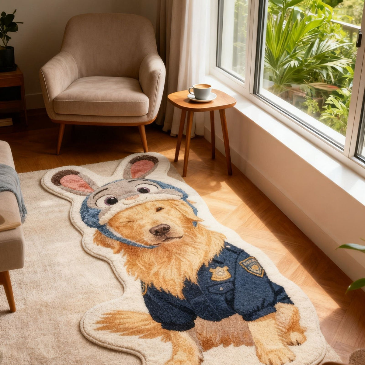 Niedlicher katzenmotivierter, plüschiger Teppich