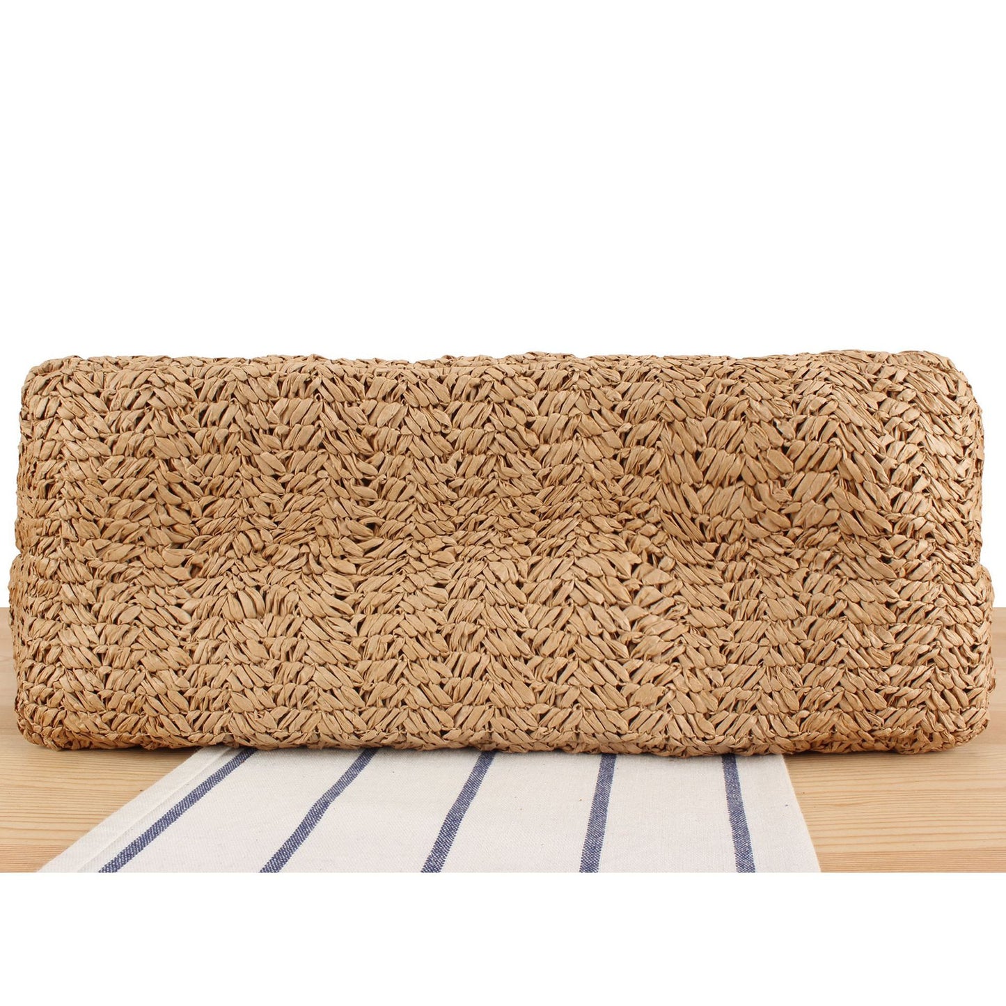 Geflochtene Strandtasche mit Holzdetails Brehn