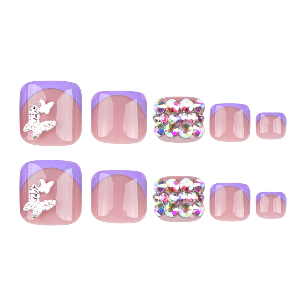 Kunstvolle Fußnagelkunst mit eleganten Glitzerverzierungen Brehn
