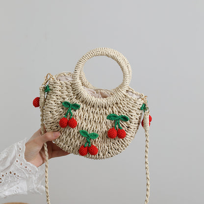 Basttasche mit Fröhlichen Erdbeermotiven Brehn