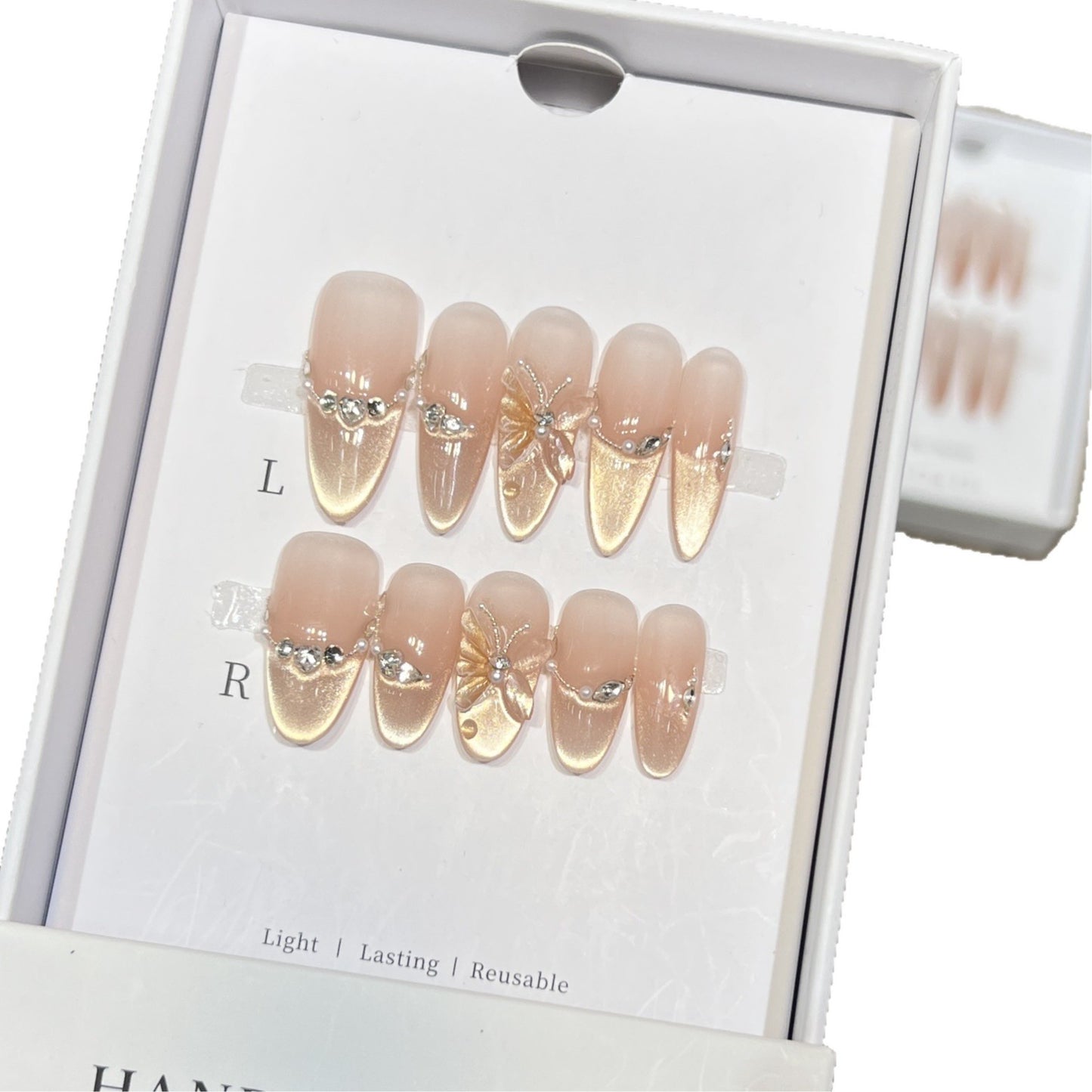 Elegante Schmetterling-Akzent Druck-Nagel-Set Brehn