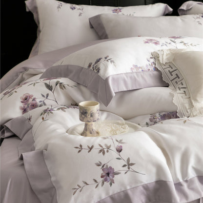 Luxus Aquarell Floral Gebürstet Mikrofaser Bettbezug Set mit Paspelbesatz