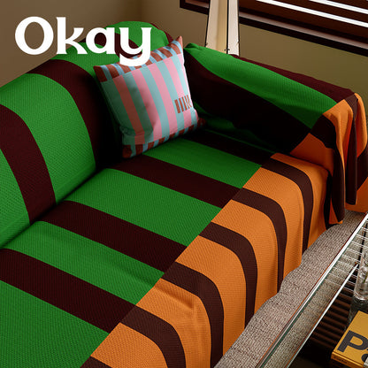 Stretch Striped Sofa Slipcover with Full-Seat and Arm Protection