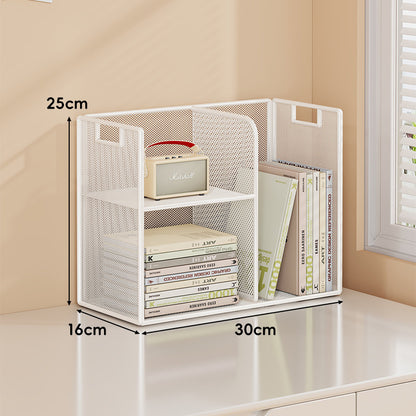 Perforiertes Metall Zwei-Ebenen Schreibtisch-Organizer-Regal mit integrierten Tragegriffen